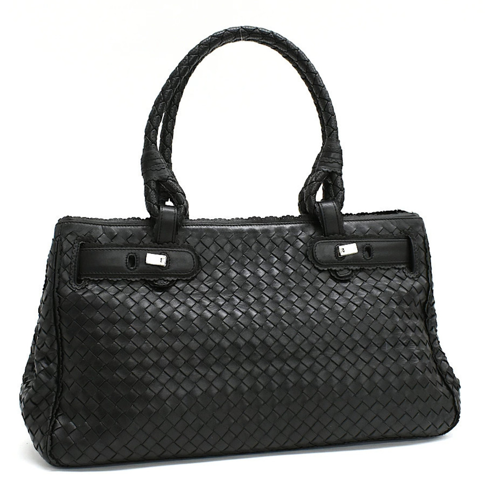 Bottega Veneta handbag Intrecciato leather black perforated laces